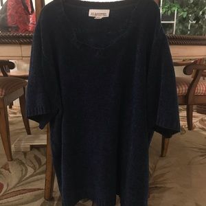 🦋New Listing! SILHOUETTES Blue Short Sleeve Chenille top/sweater SZ 3X